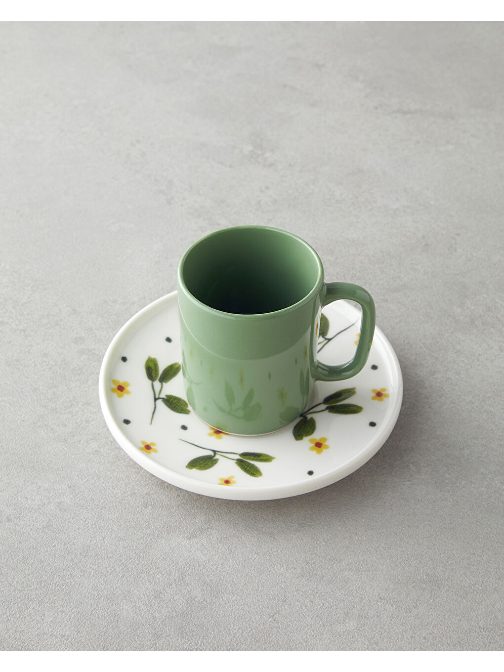 Thalia Bone Porselen 4 Parça 2 Kişilik Kahve Fincan Takımı 90 ml Yeşil-2