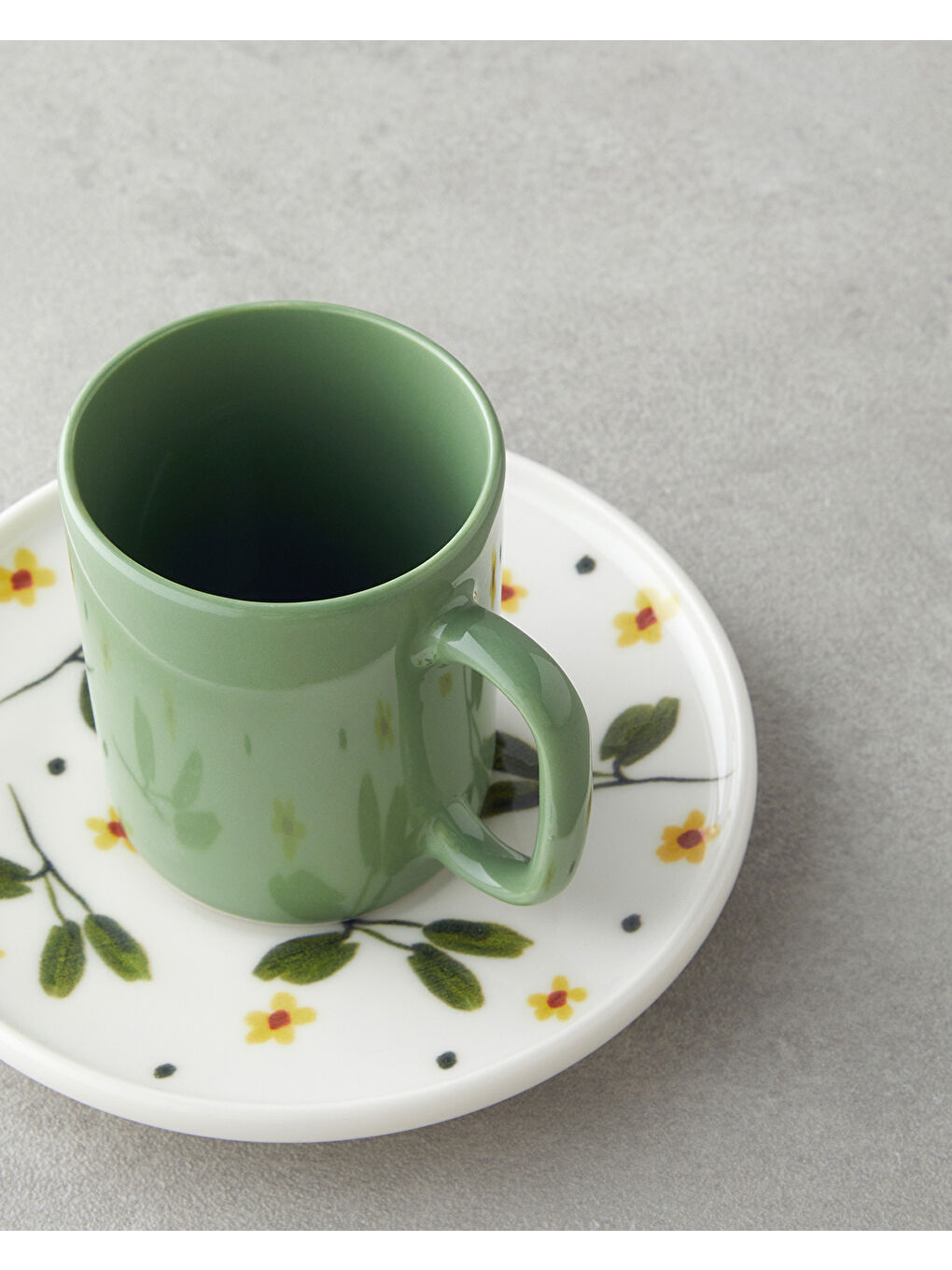Thalia Bone Porselen 4 Parça 2 Kişilik Kahve Fincan Takımı 90 ml Yeşil-3
