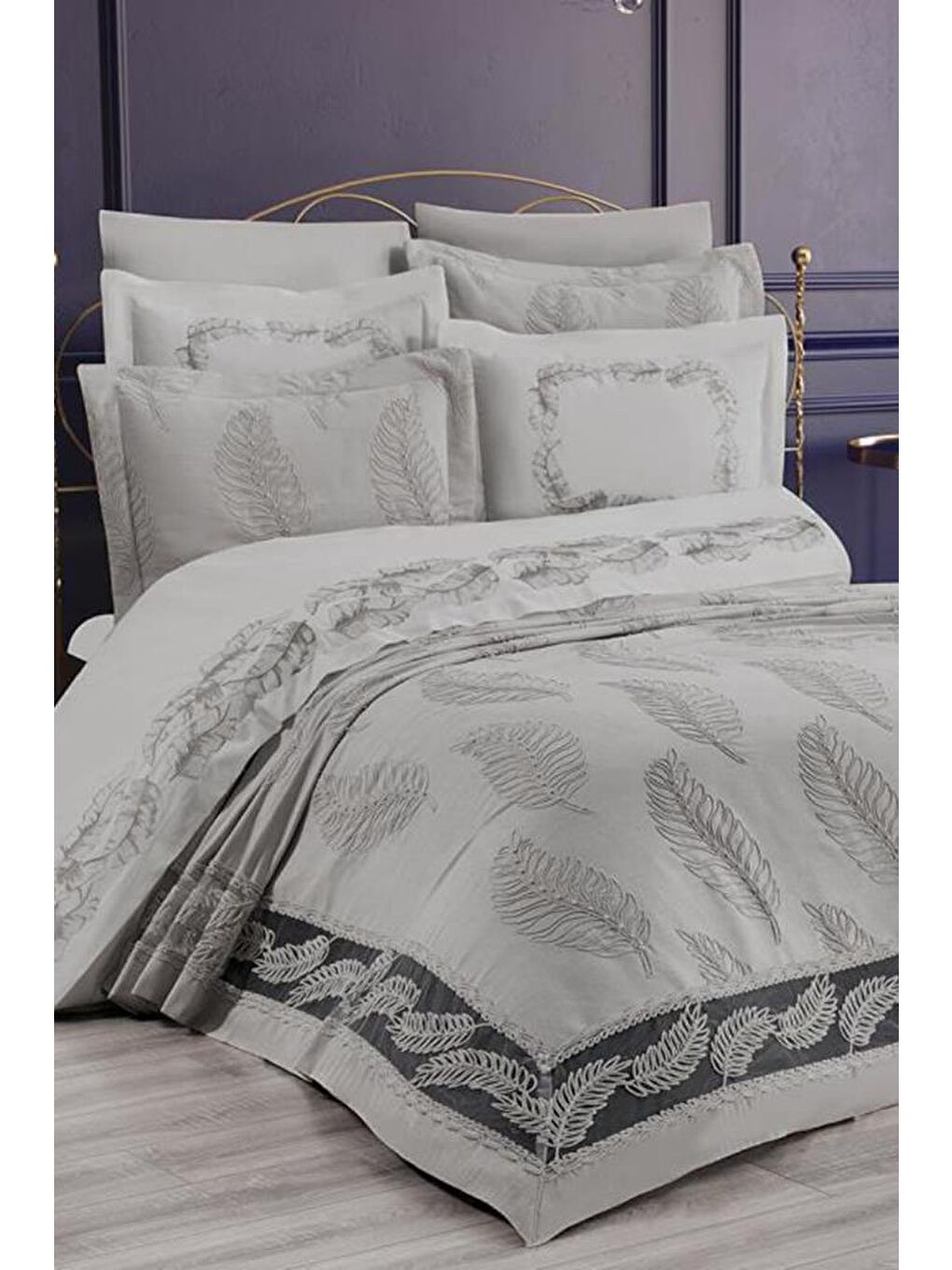 Çeyizdiyarı Milan Nevresimli Pike Takımı Gri-1