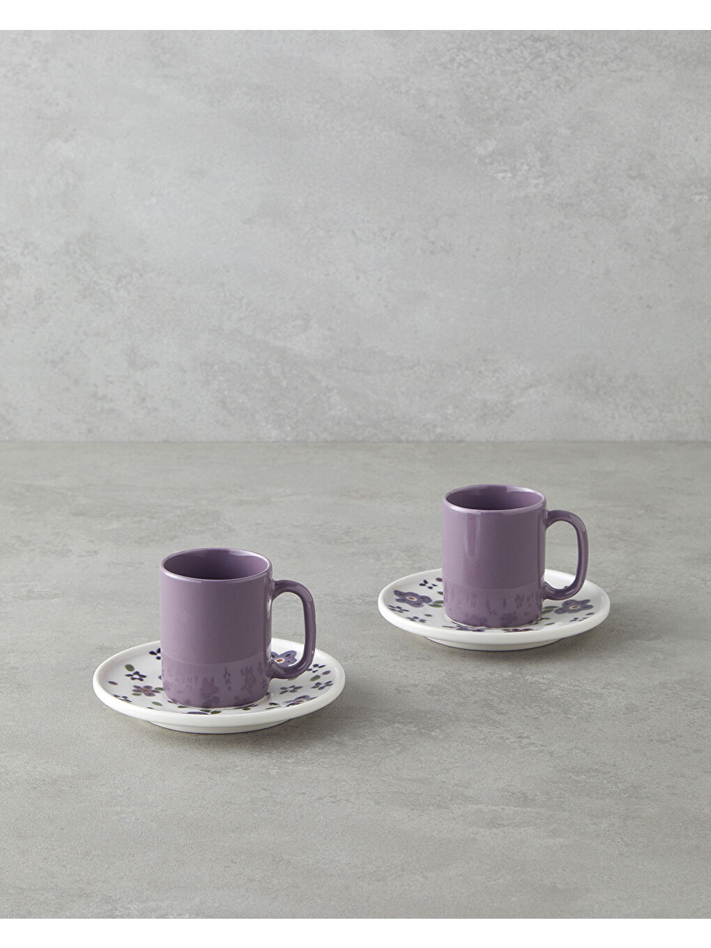 Floretta Bone Porselen 4 Parça 2 Kişilik Kahve Fincan Takımı 90 ml Mor