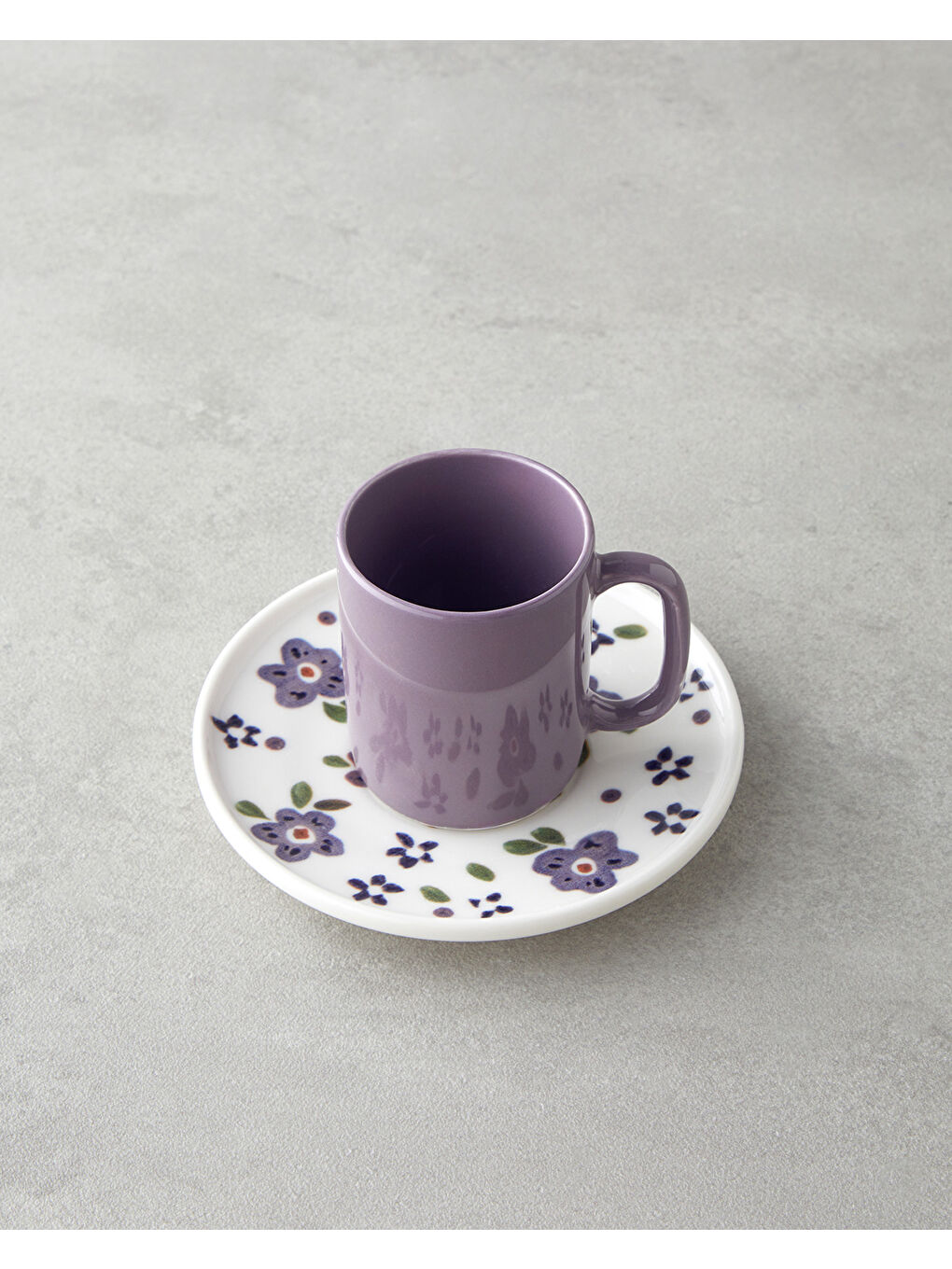 Floretta Bone Porselen 4 Parça 2 Kişilik Kahve Fincan Takımı 90 ml Mor-2