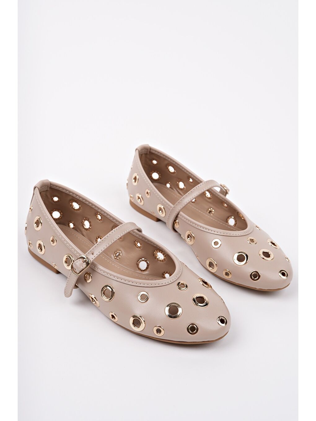 Bej MİSHA Tek Bant Troklu Günlük Kadın Babet-2