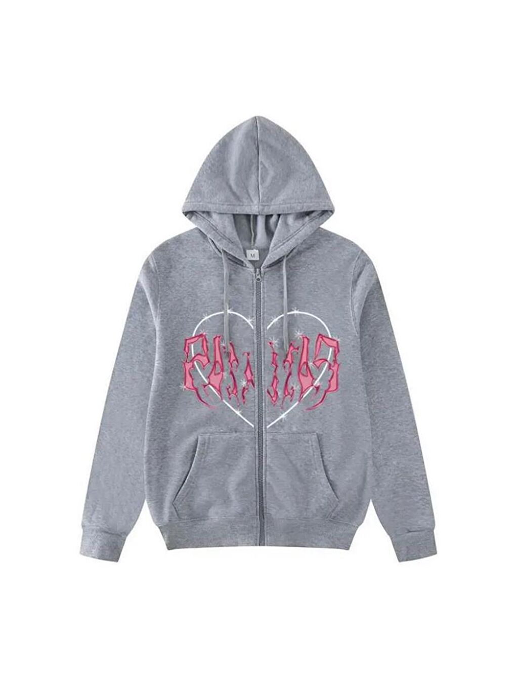 Touz Moda Gri Harajuku Pink Heart with Grey Spikes Hırka