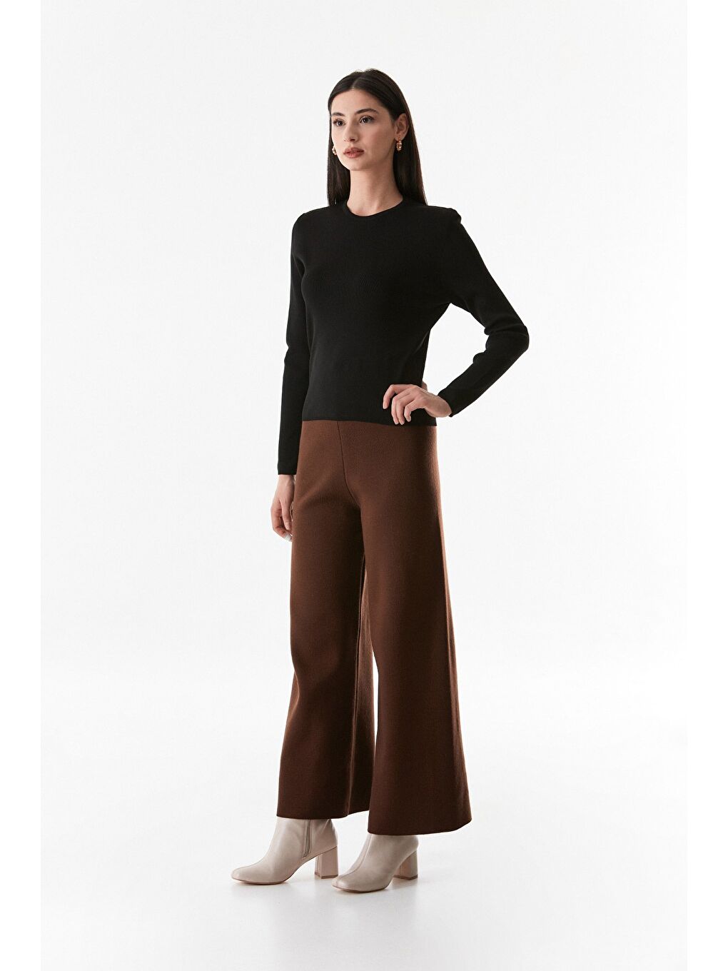 Siyah Basic Bisiklet Yaka Triko Kazak-2