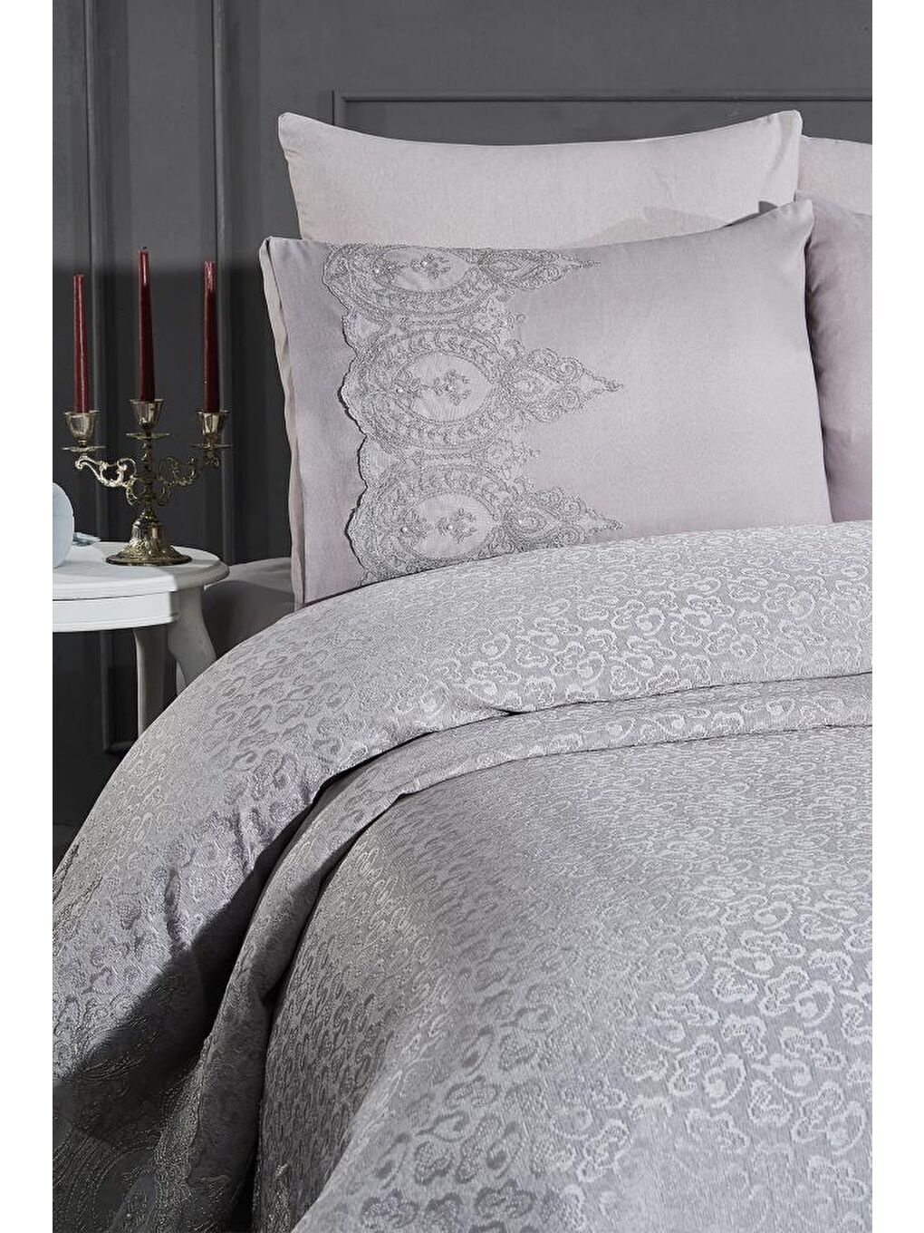 İlayda Fransız Güpürlü Brokar Pike Takımı Gri-3
