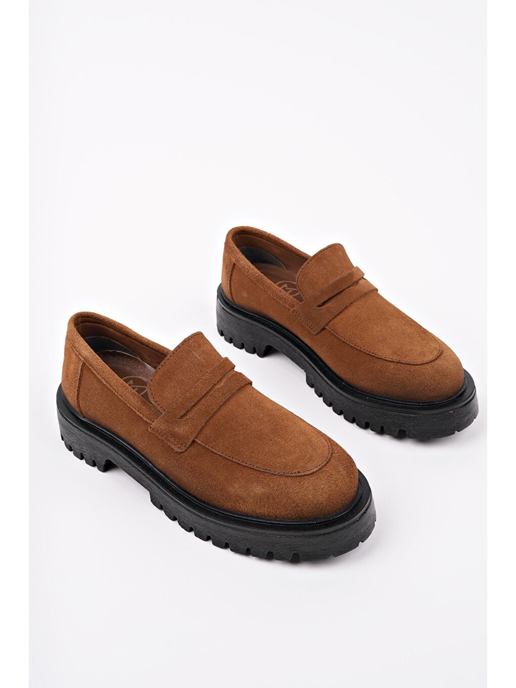 Kahverengi PARADİSE Hakiki Deri Kalın Taban Günlük Casual Makosen Kadın Loafer Ayakkabı-1