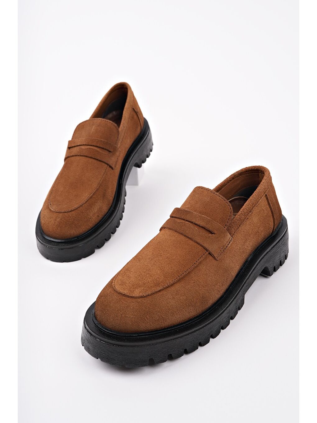 Kahverengi PARADİSE Hakiki Deri Kalın Taban Günlük Casual Makosen Kadın Loafer Ayakkabı-2
