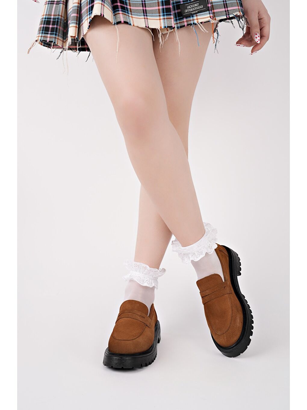 Kahverengi PARADİSE Hakiki Deri Kalın Taban Günlük Casual Makosen Kadın Loafer Ayakkabı-5