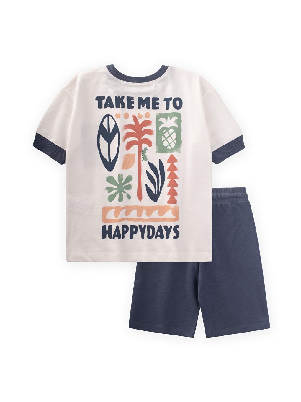 Lacivert Erkek Çocuk Baskılı Takım-1