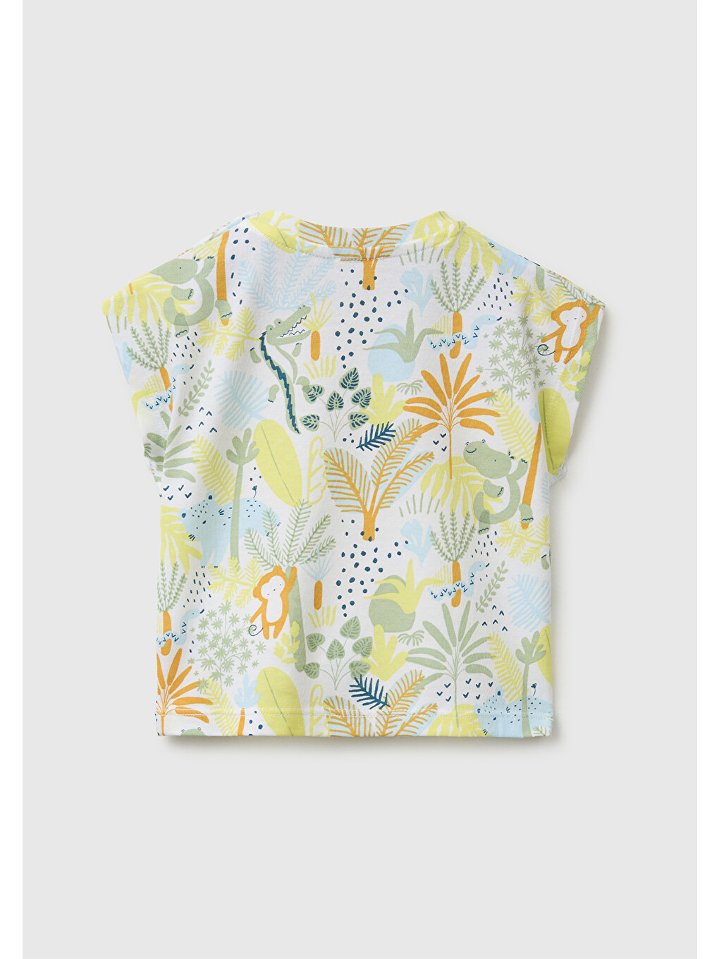 Bebek Bej Silikon Etiketli Kimono Kollu Yuvarlak Yaka T-Shirt-1