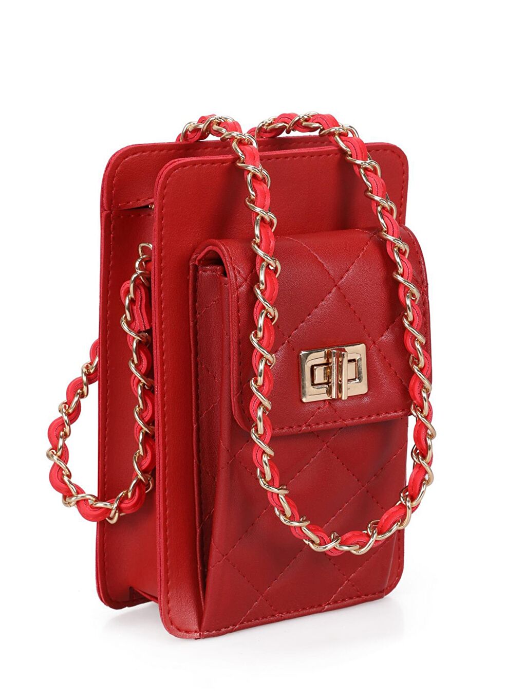 Kırmızı Kadın Zincir Askılı Omuz Çantası