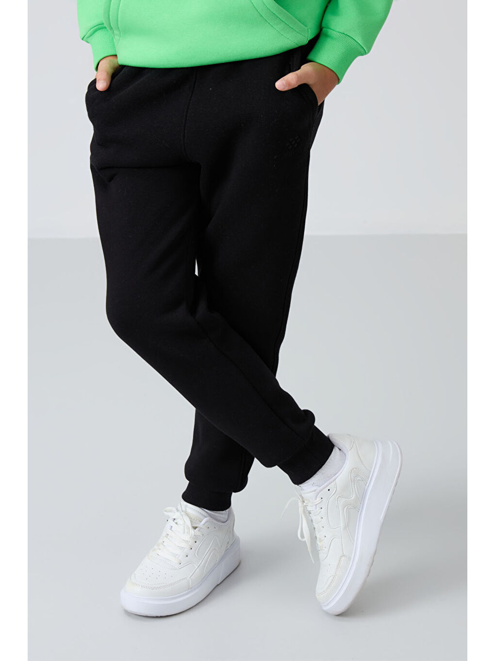 Standart Fit Basic 2li Paket Siyah-Gri Melanj Erkek Çocuk Eşofman Alt - 11224-1