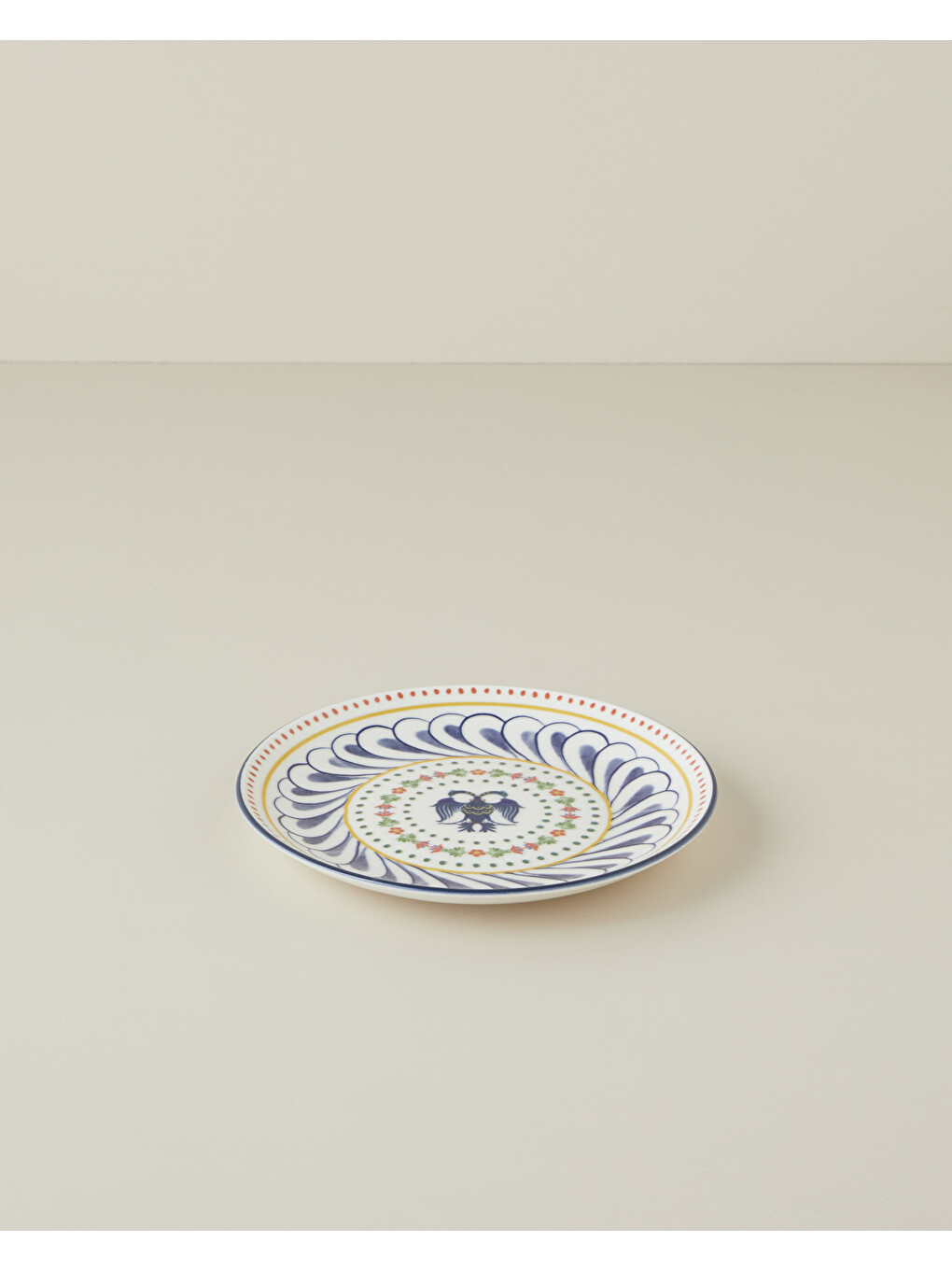 Fiesta Talavera Porselen Pasta Tabağı 21 Cm Beyaz - Lacivert
