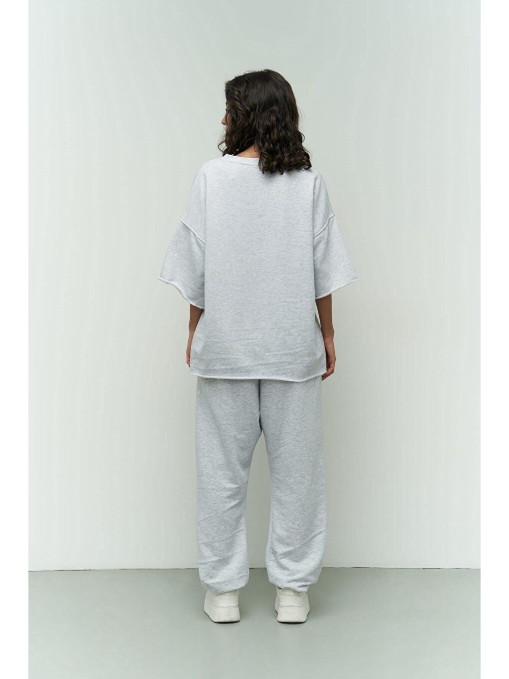 Beyaz Lion Karmelanj Oversize T-shirt Eşofman Takım-3