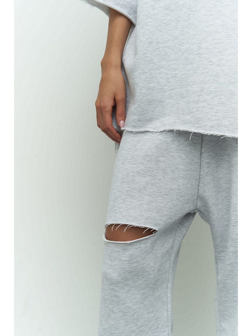 Beyaz Lion Karmelanj Oversize T-shirt Eşofman Takım-5