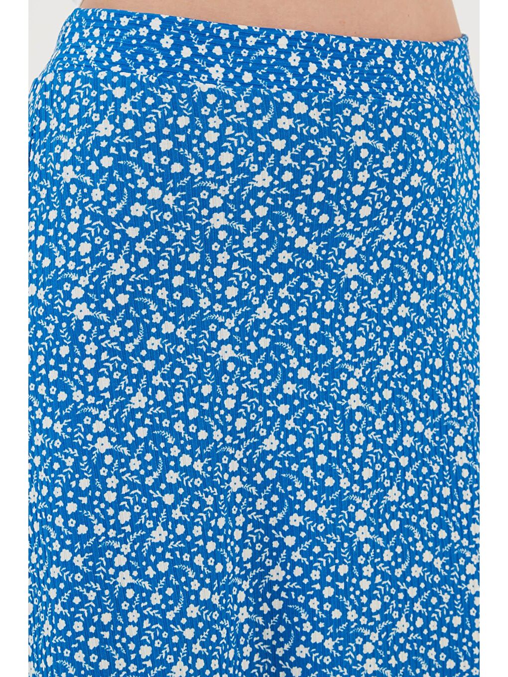 Mavi Desenli Midi Boy Yırtmaçlı Etek 5864498-4