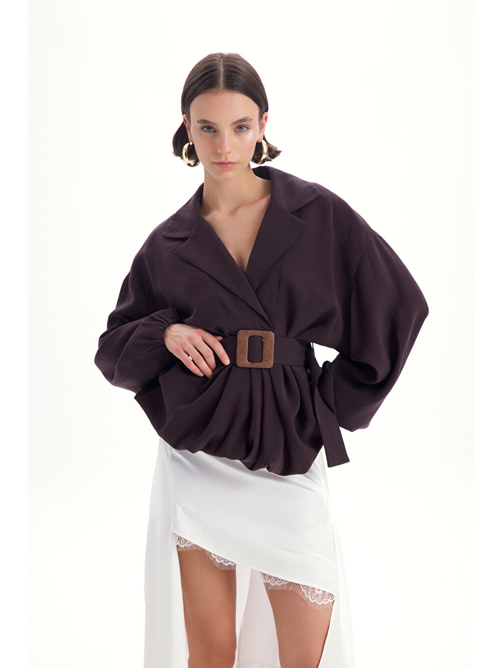 Kahverengi Forteza Balon Kesim Kahve Ceket Gömlek