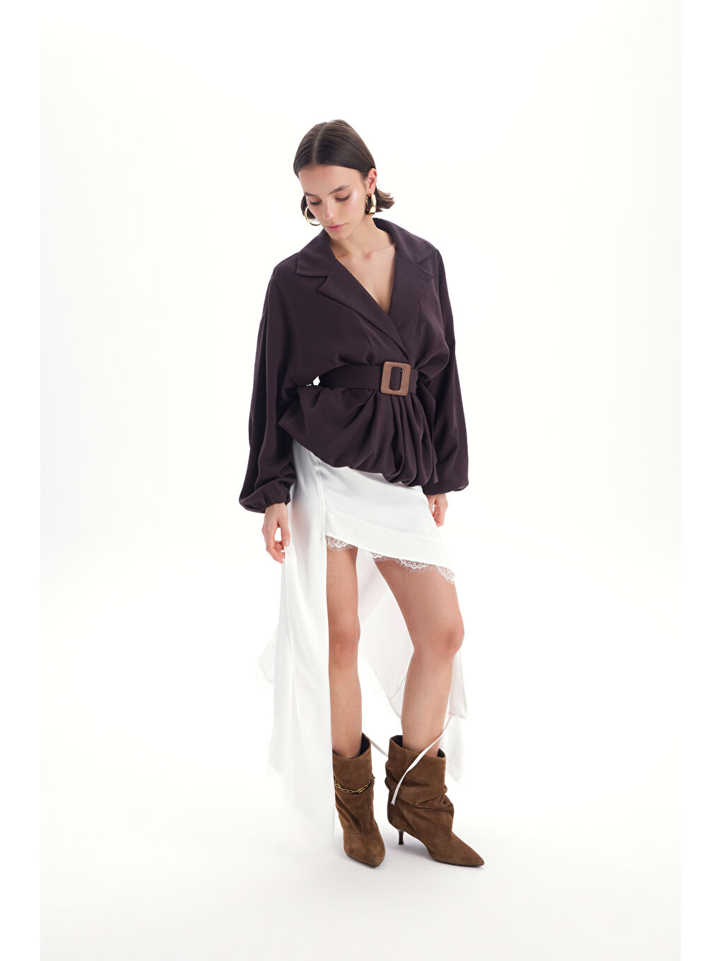 Kahverengi Forteza Balon Kesim Kahve Ceket Gömlek-2