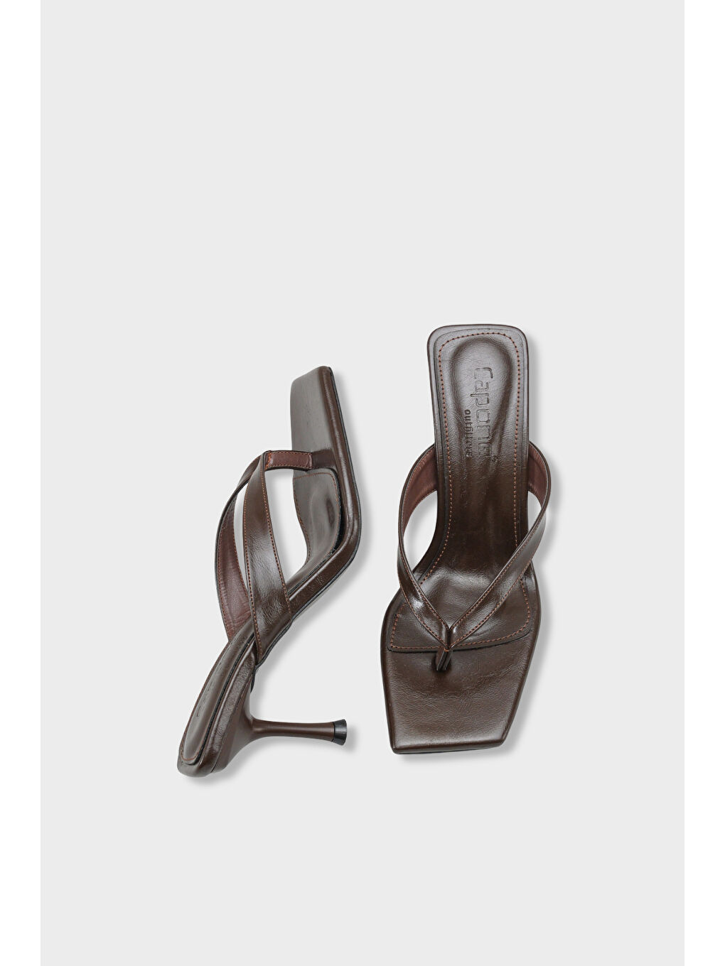 Kahverengi Laura Kadın Parmak Arası Topuklu Terlik-4