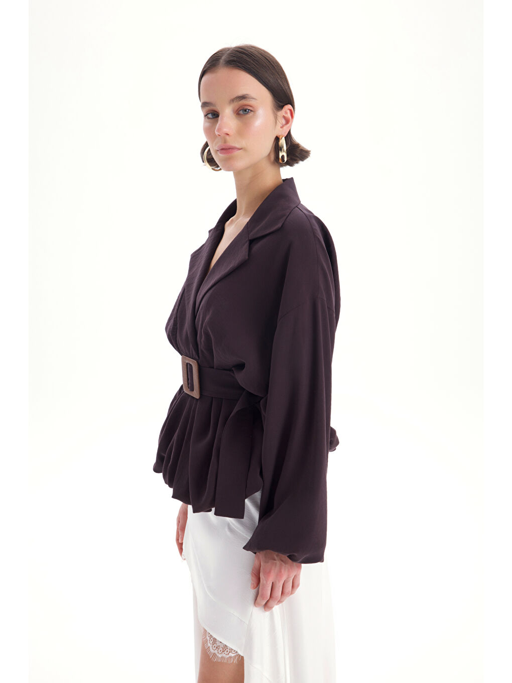 Kahverengi Forteza Balon Kesim Kahve Ceket Gömlek-3