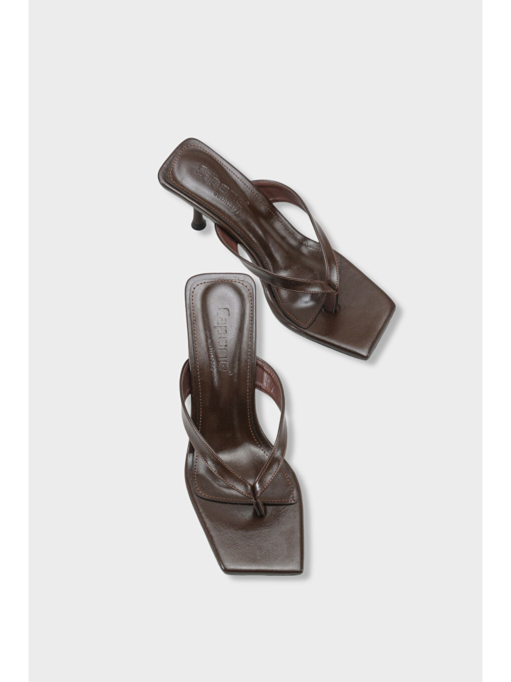 Kahverengi Laura Kadın Parmak Arası Topuklu Terlik-5