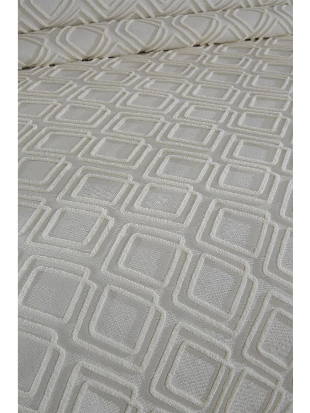 Ekru Velisa Çift Kişilik Şönil Desenli 235x250 cm Pike Takımı Krem-2