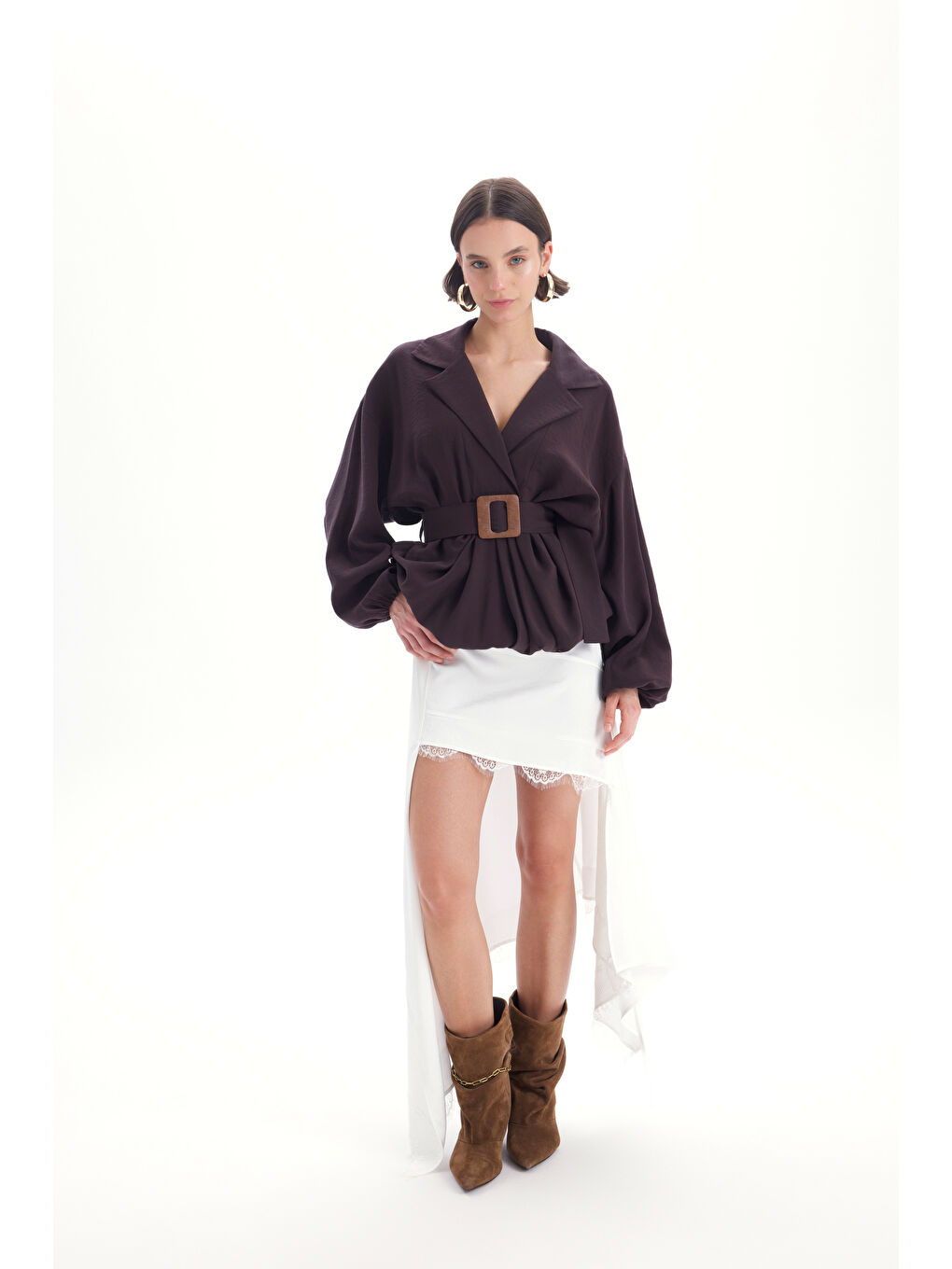 Kahverengi Forteza Balon Kesim Kahve Ceket Gömlek-5