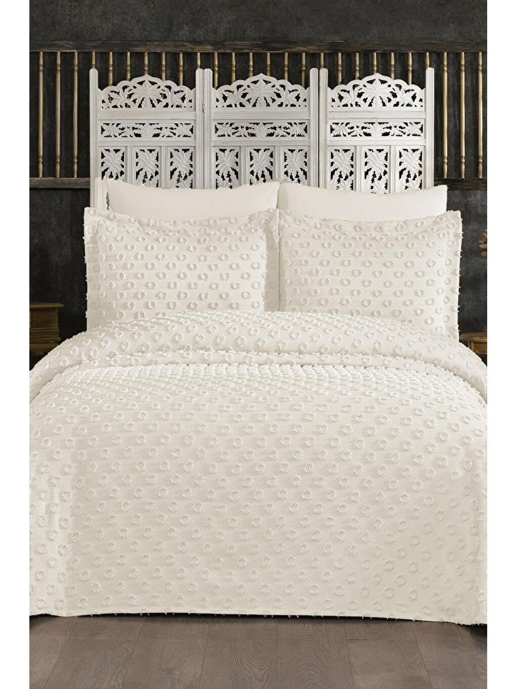 Ekru Çeyizdiyarı Orya 3 Parça Pike Takımı Krem