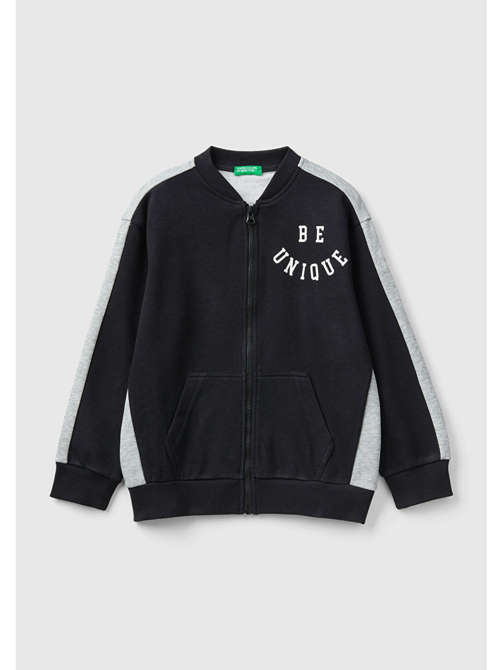 Erkek Çocuk Siyah Slogan Baskılı Renk Bloklu Sweatshirt