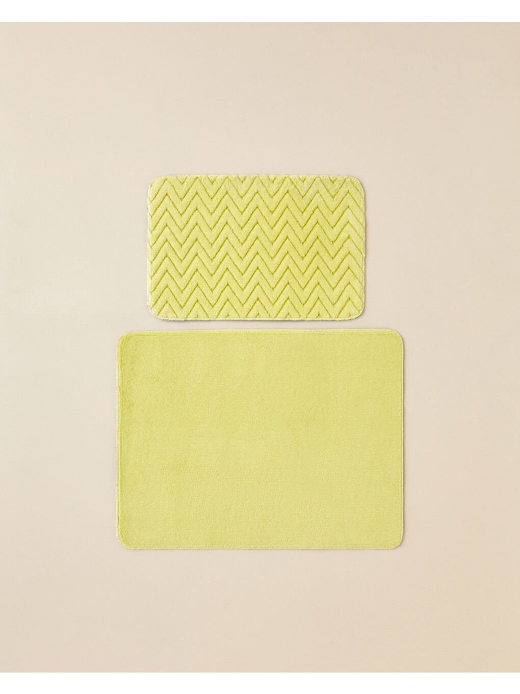 Zigzag Line Kaydırmaz Taban Banyo Paspası Seti 60x100 Cm + 50x60 Cm Limon Yeşili