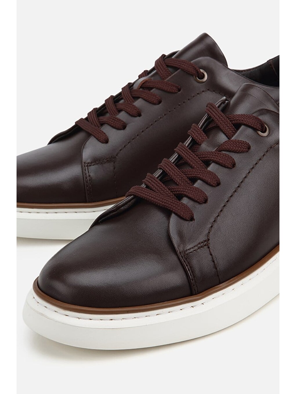 Erkek Kahverengi Bağcıklı Kalın Tabanlı Günlük Sneaker-3