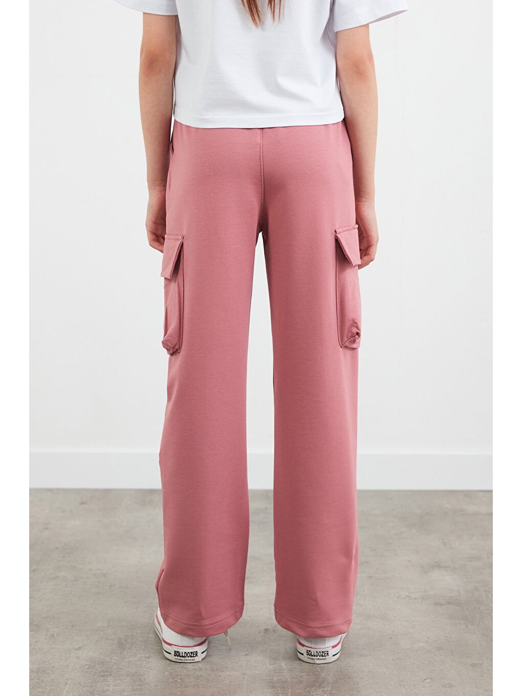 Pembe Beli Lastikli Kargo Cep Kız Çocuk Eşofman Altı-3