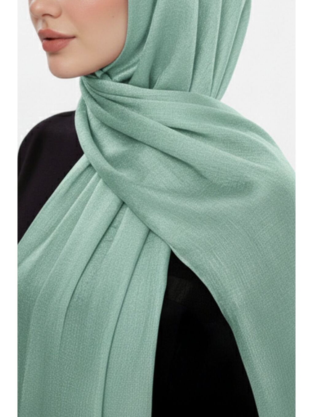 Yeşil Sim Dokulu Mint Rengi Şal-1