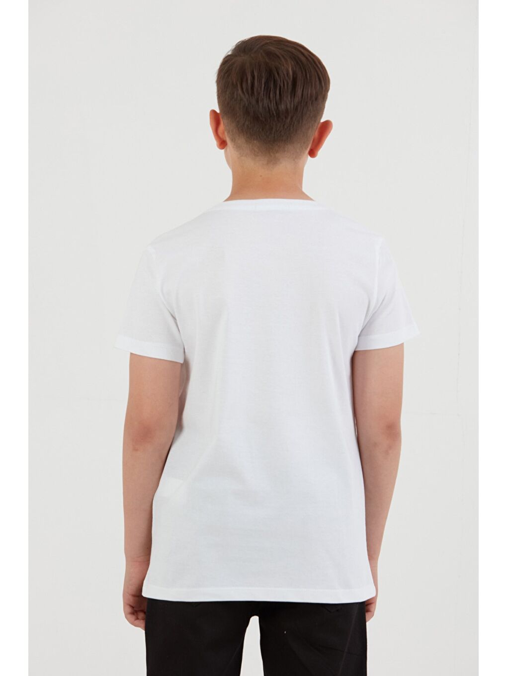 Beyaz %100 Pamuk Baskılı Erkek Çocuk Tişört-3