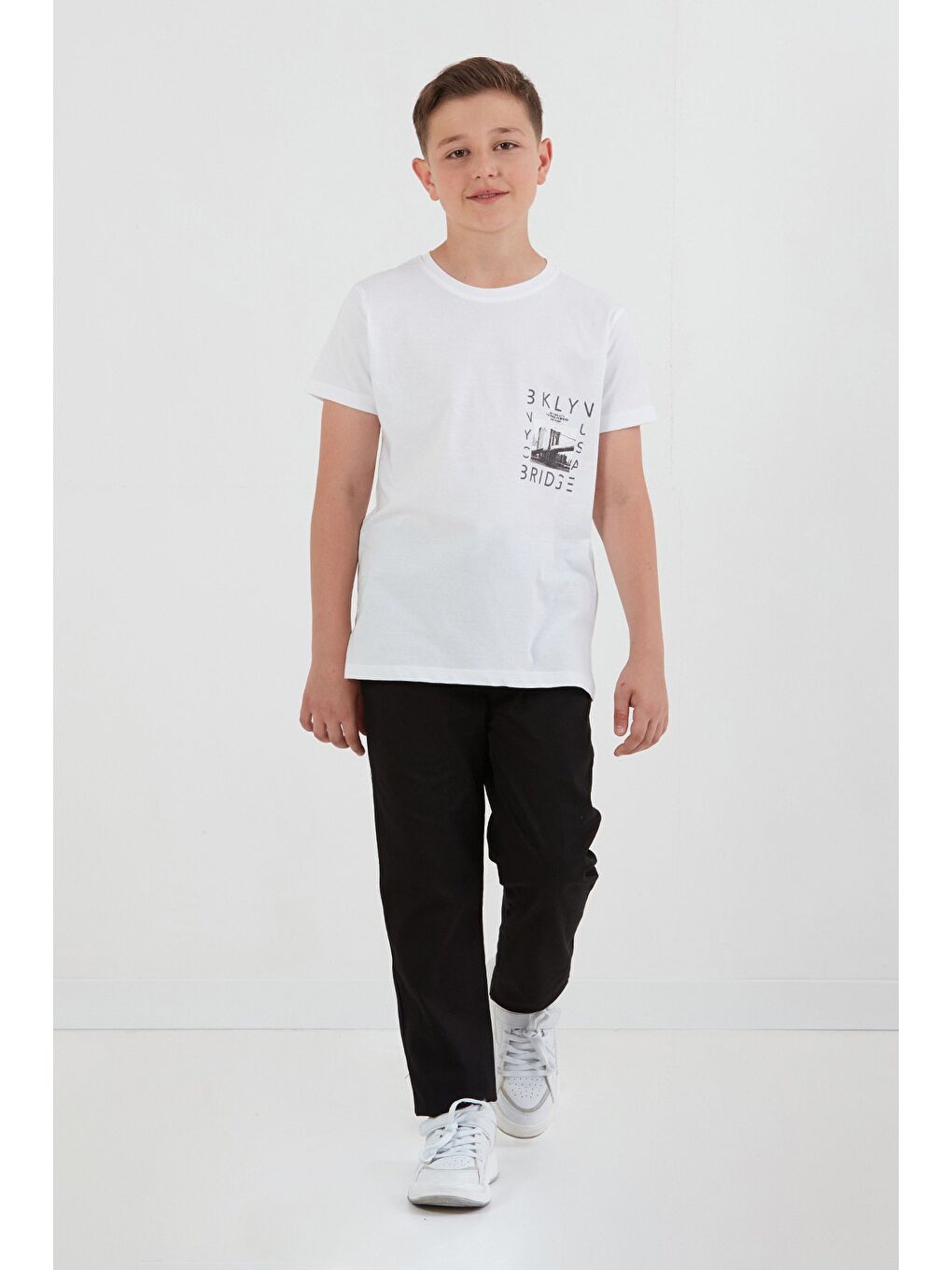 Beyaz %100 Pamuk Baskılı Erkek Çocuk Tişört-4