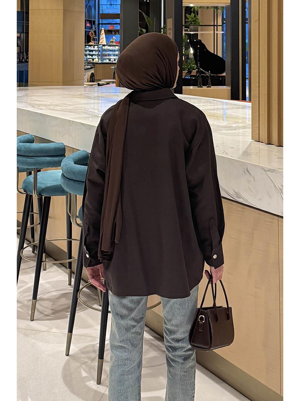 Ekose Garnili Ceket Acı Kahverengi-3