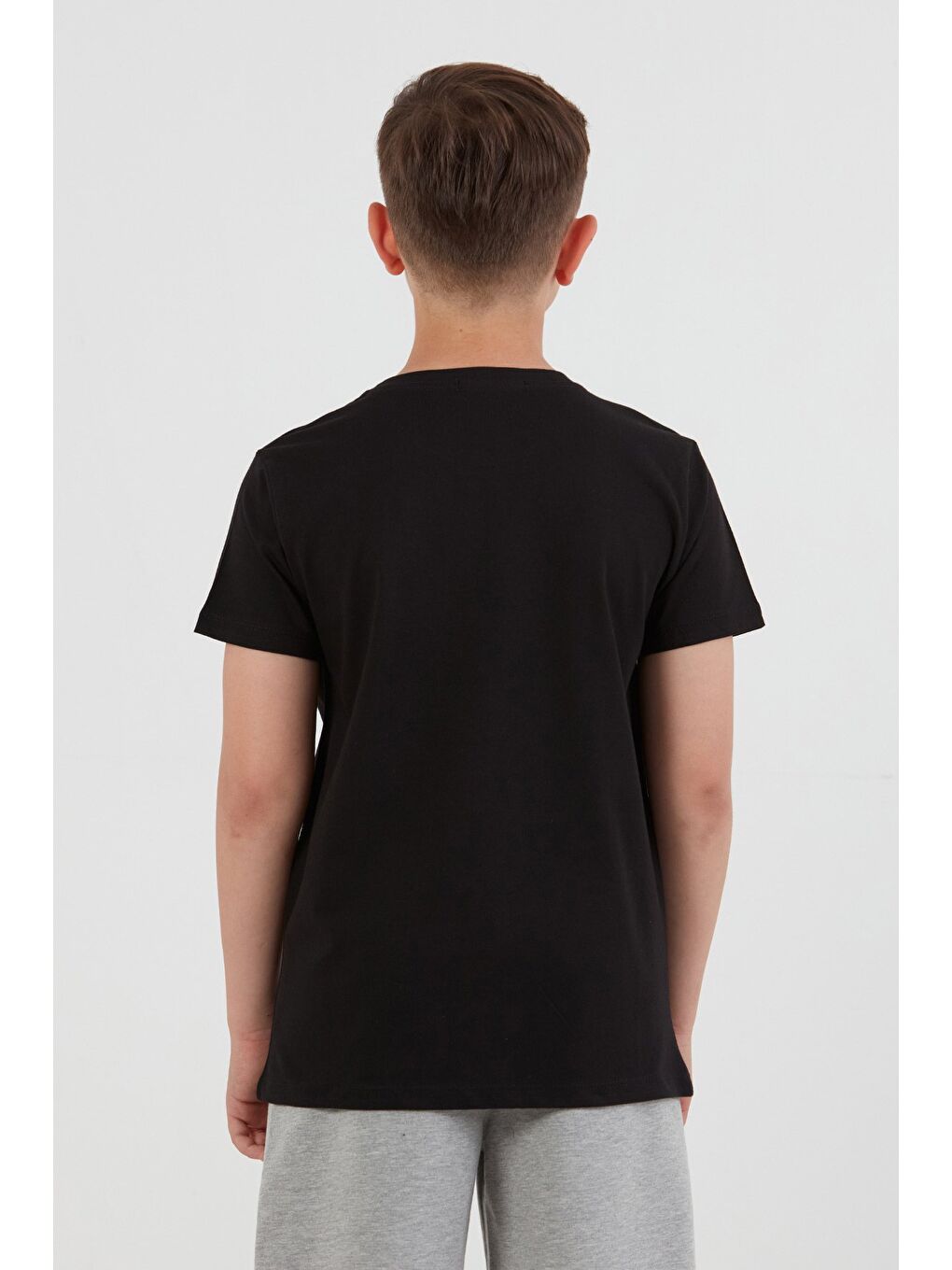 Siyah %100 Pamuk Baskılı Erkek Çocuk Tişört-3