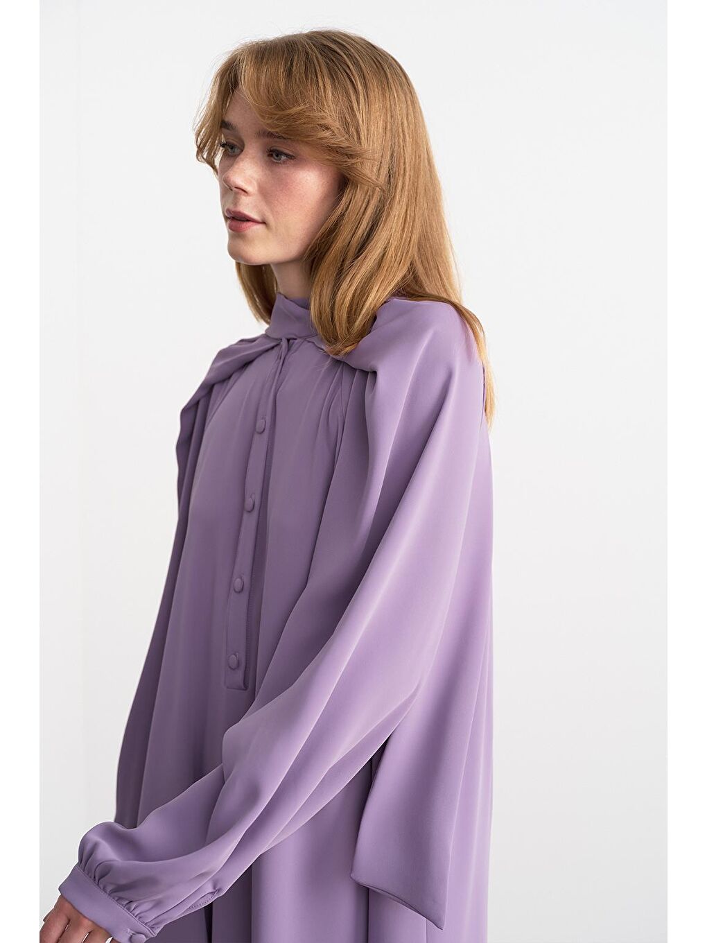 Alien Cupra Uzun Elbise Lila-1