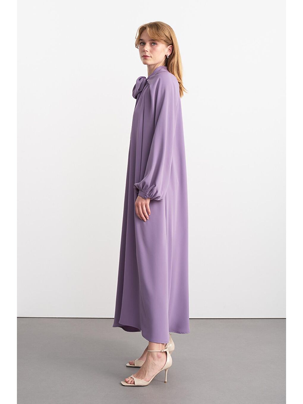 Alien Cupra Uzun Elbise Lila-3