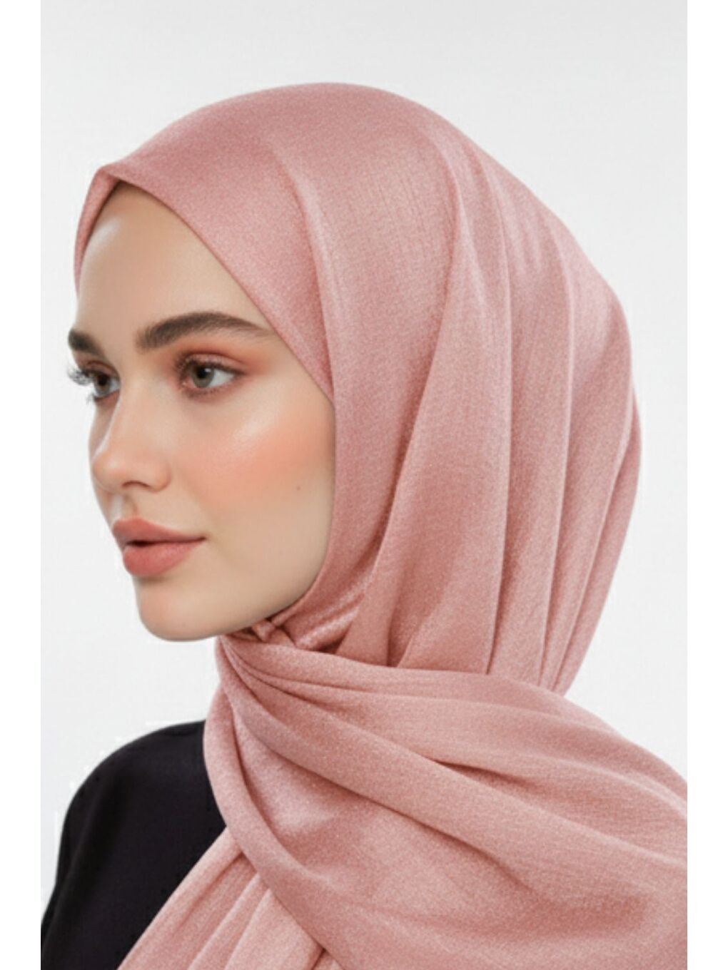 Pembe Sim Dokulu Somon Rengi Şal-2