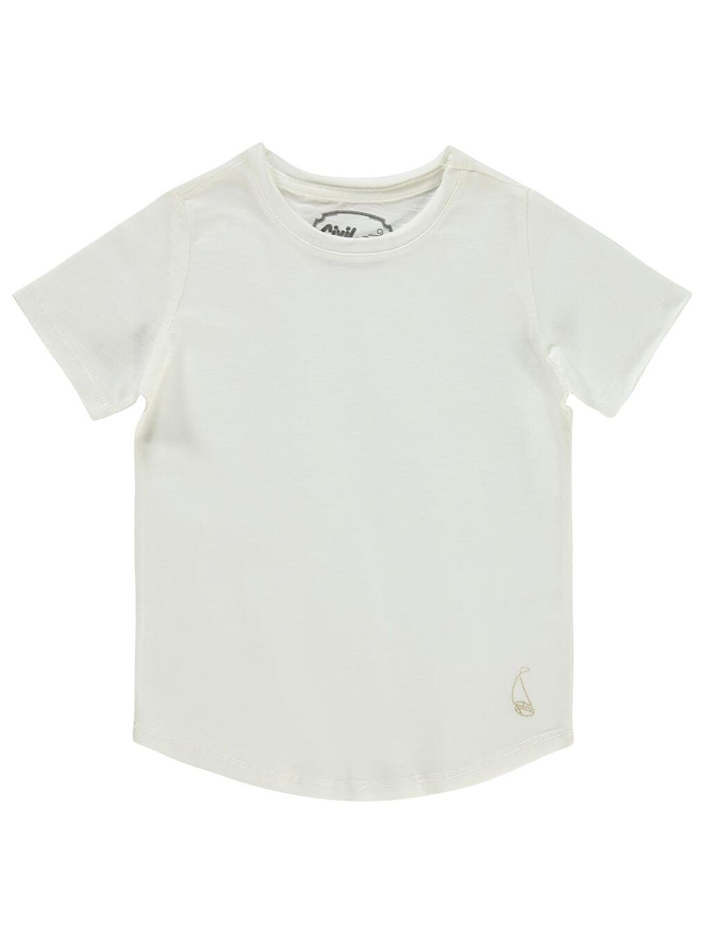 Boys Flamlı Yelkenli Nakışlı 2-5 Yaş Tişört - Ekru 2-3 Yaş