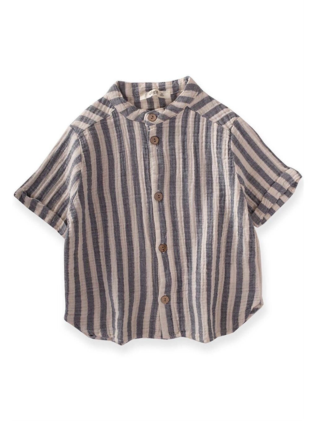 Lacivert Erkek Çocuk Çizgili Müslin Gömlek
