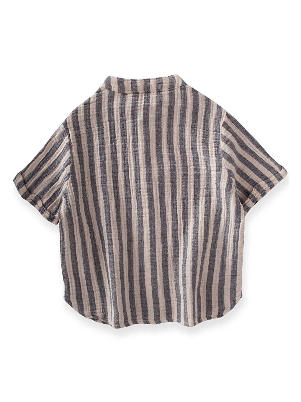 Lacivert Erkek Çocuk Çizgili Müslin Gömlek-1