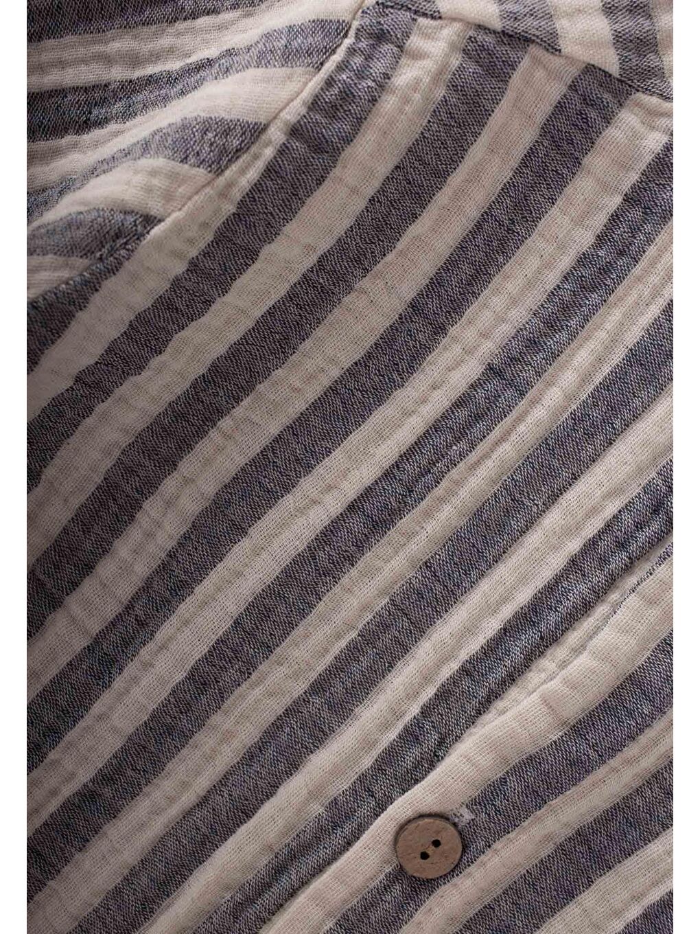 Lacivert Erkek Çocuk Çizgili Müslin Gömlek-2