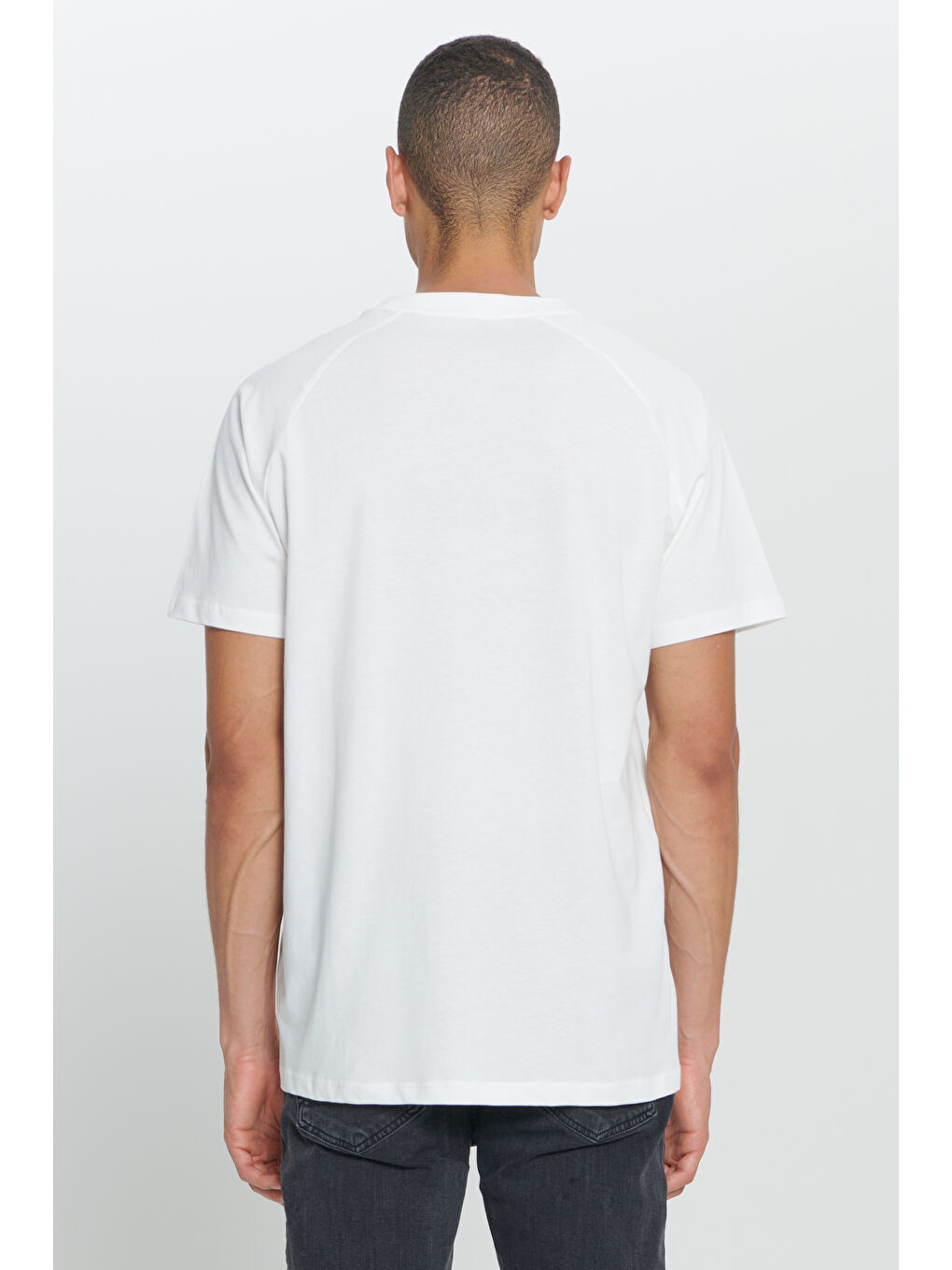 Erkek Ekru Loose Fit Bol Kesim %100 Pamuk Yumuşak Dokulu Baskılı Bisiklet Yaka Tişört-4