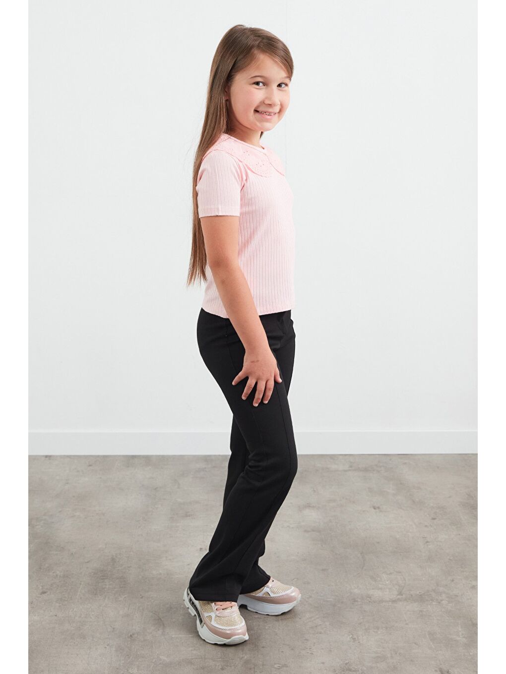 Pembe Fitilli Bebe Yaka Kız Çocuk Bluz-3