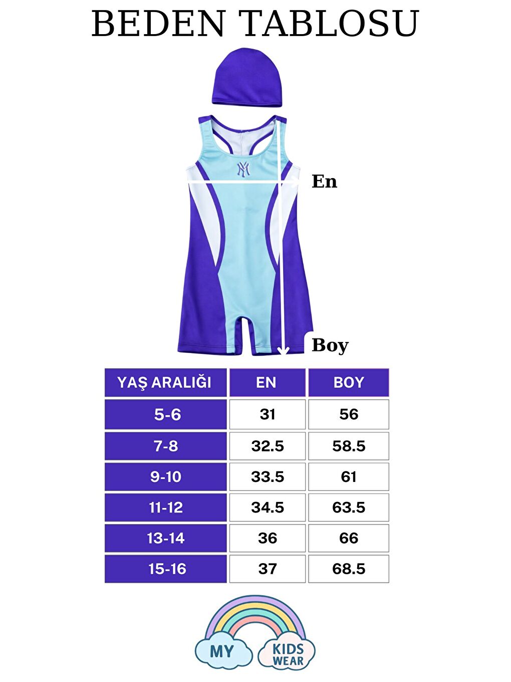 Lacivert Kız Çocuk Deniz Yüzücü Mayoları 5-16 Yaş 12616-1