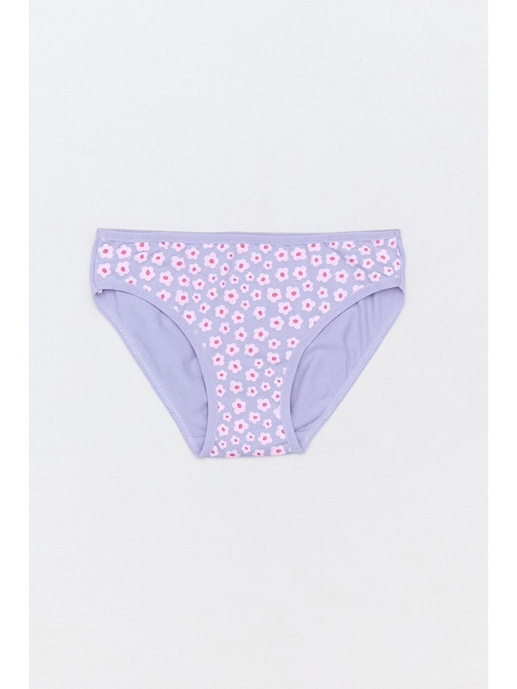Mor Çizgili Kalp Baskılı 3 Lü Kız Çocuk Külot-1