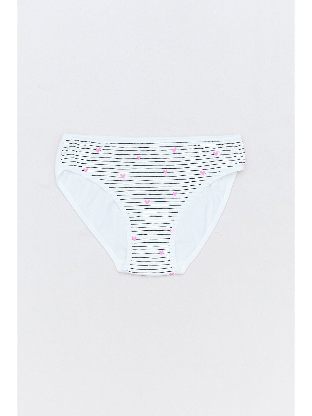 Pembe Çizgili Kalp Baskılı 3 Lü Kız Çocuk Külot-3