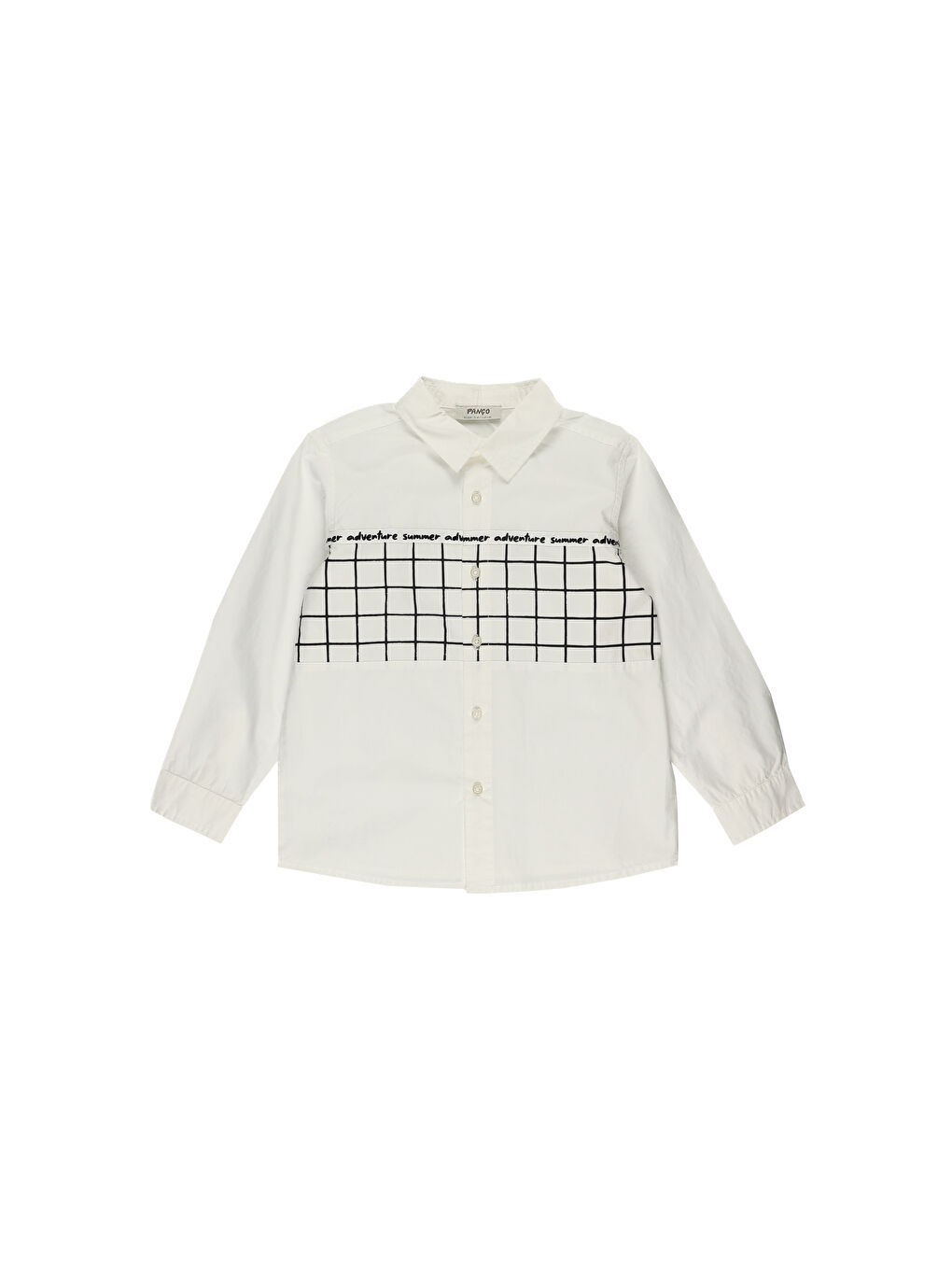 Beyaz Erkek Çocuk Şerit Detaylı Gömlek